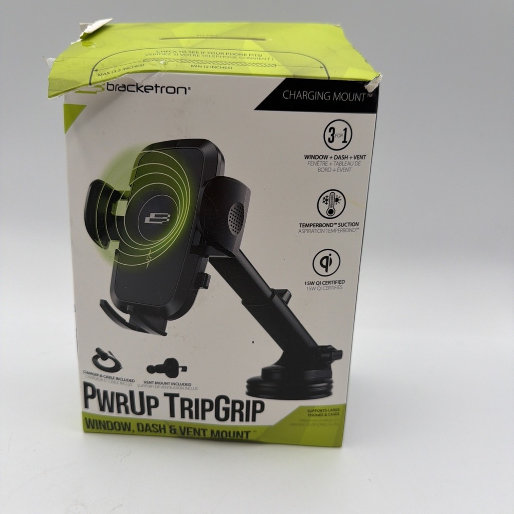 Bracketron PwrUp TripGrip Window/Dash Mount - Black